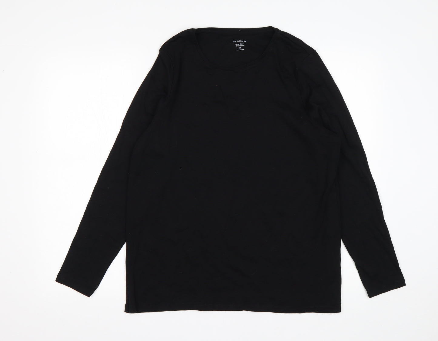 M&S Womens Black  Cotton Basic T-Shirt Size 20 Round Neck