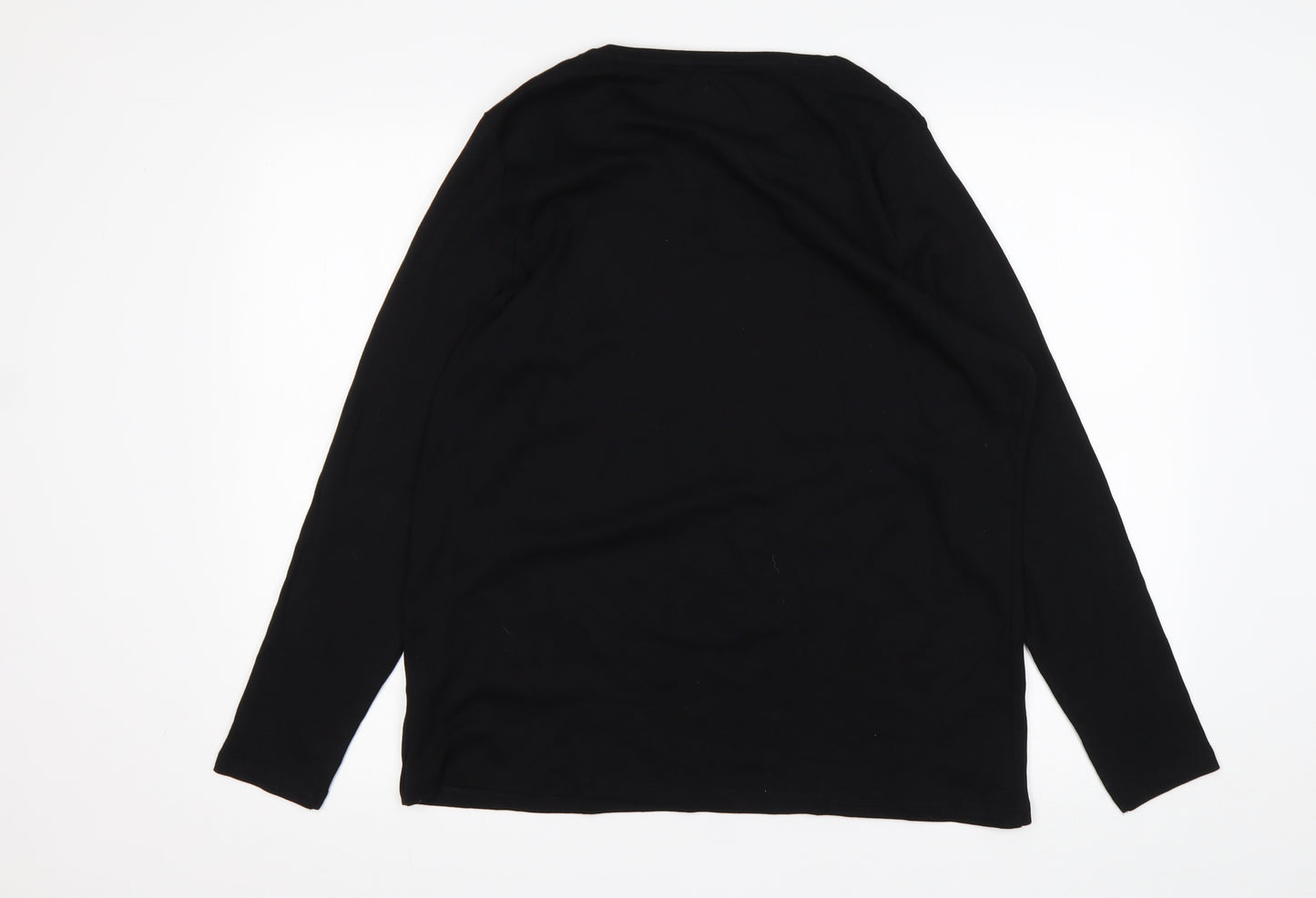 M&S Womens Black  Cotton Basic T-Shirt Size 20 Round Neck