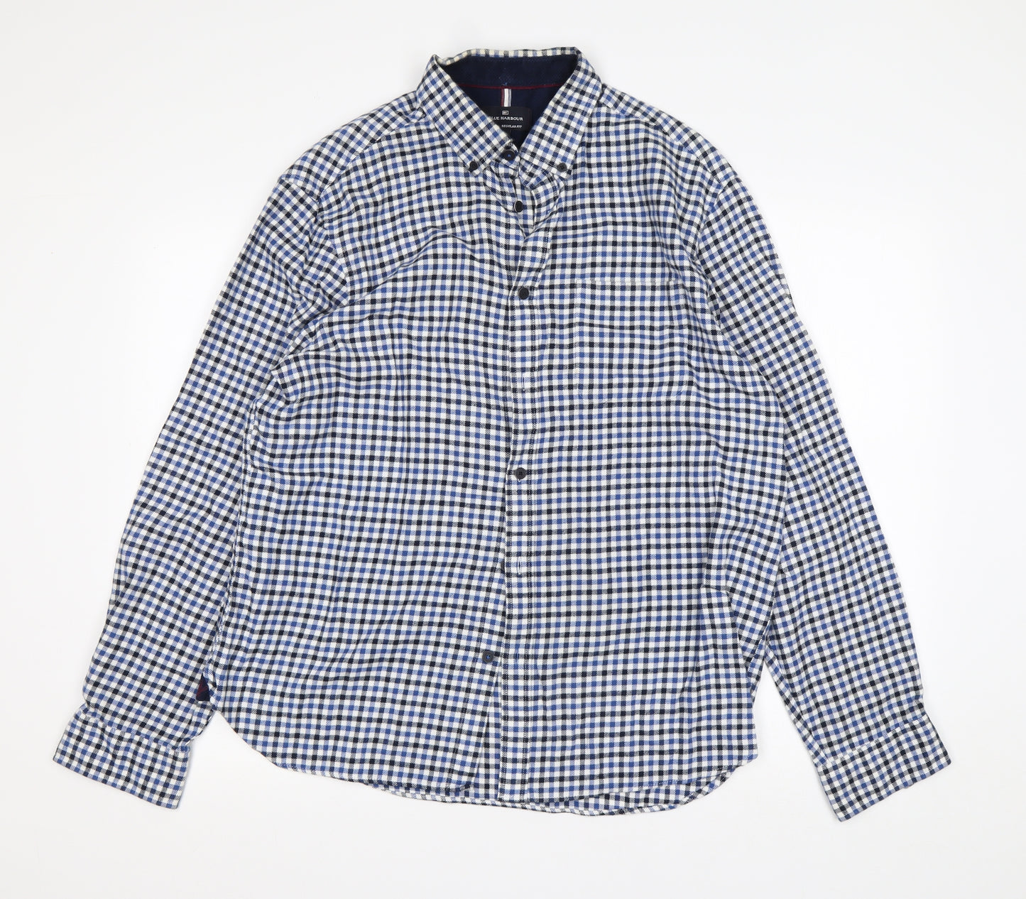 M&S Mens Multicoloured Check Cotton  Button-Up Size L Collared