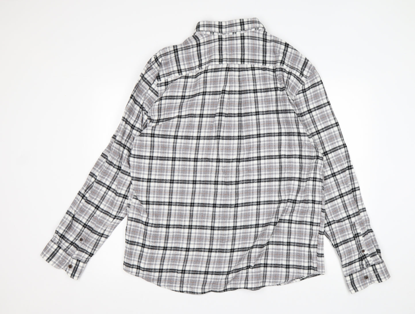 M&S Mens Multicoloured Check Cotton  Button-Up Size L Collared