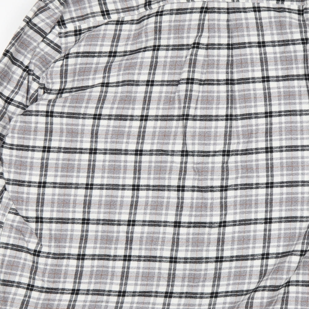 M&S Mens Multicoloured Check Cotton  Button-Up Size L Collared
