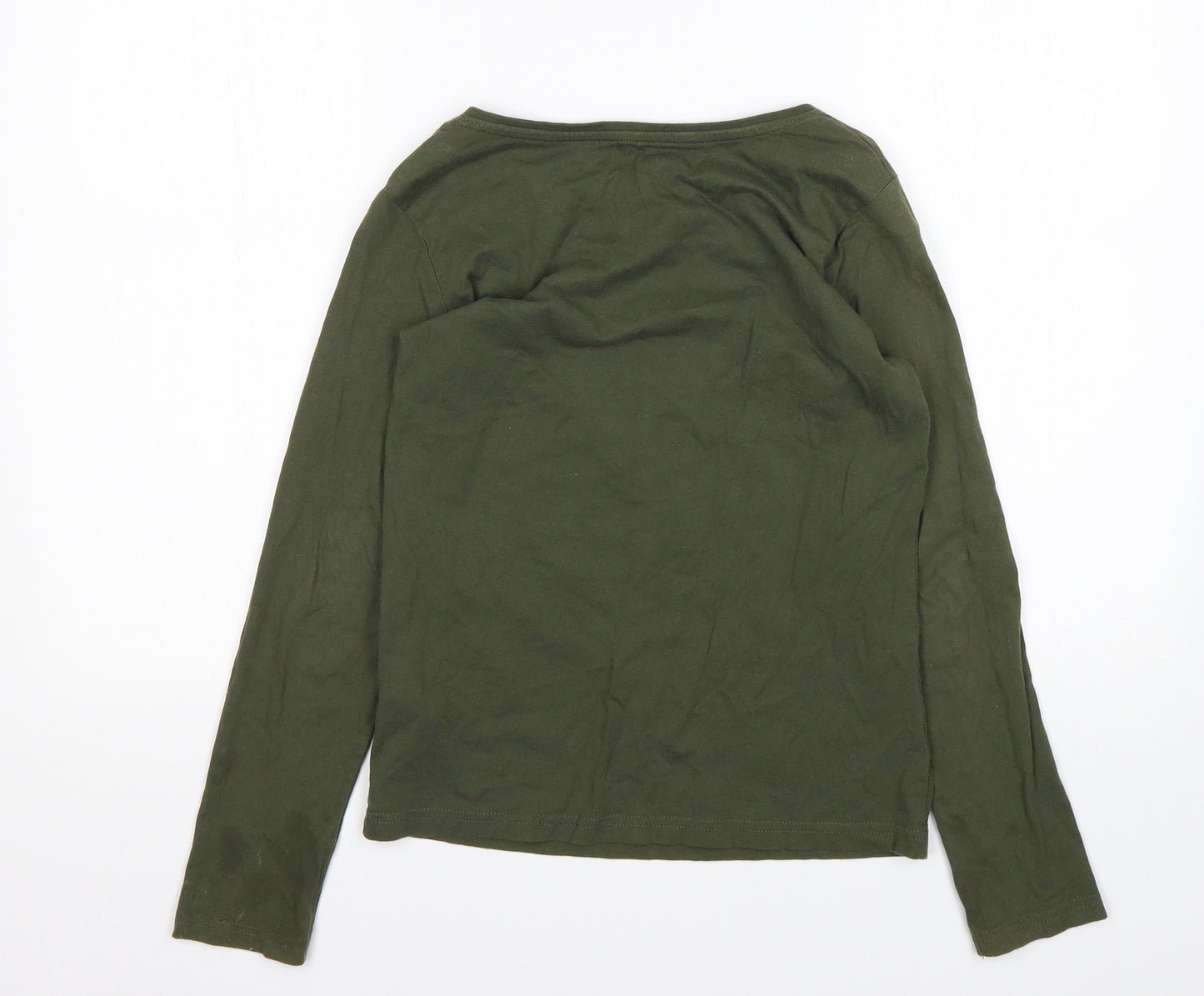 Primark Girls Green  Cotton Basic T-Shirt Size 11-12 Years Round Neck