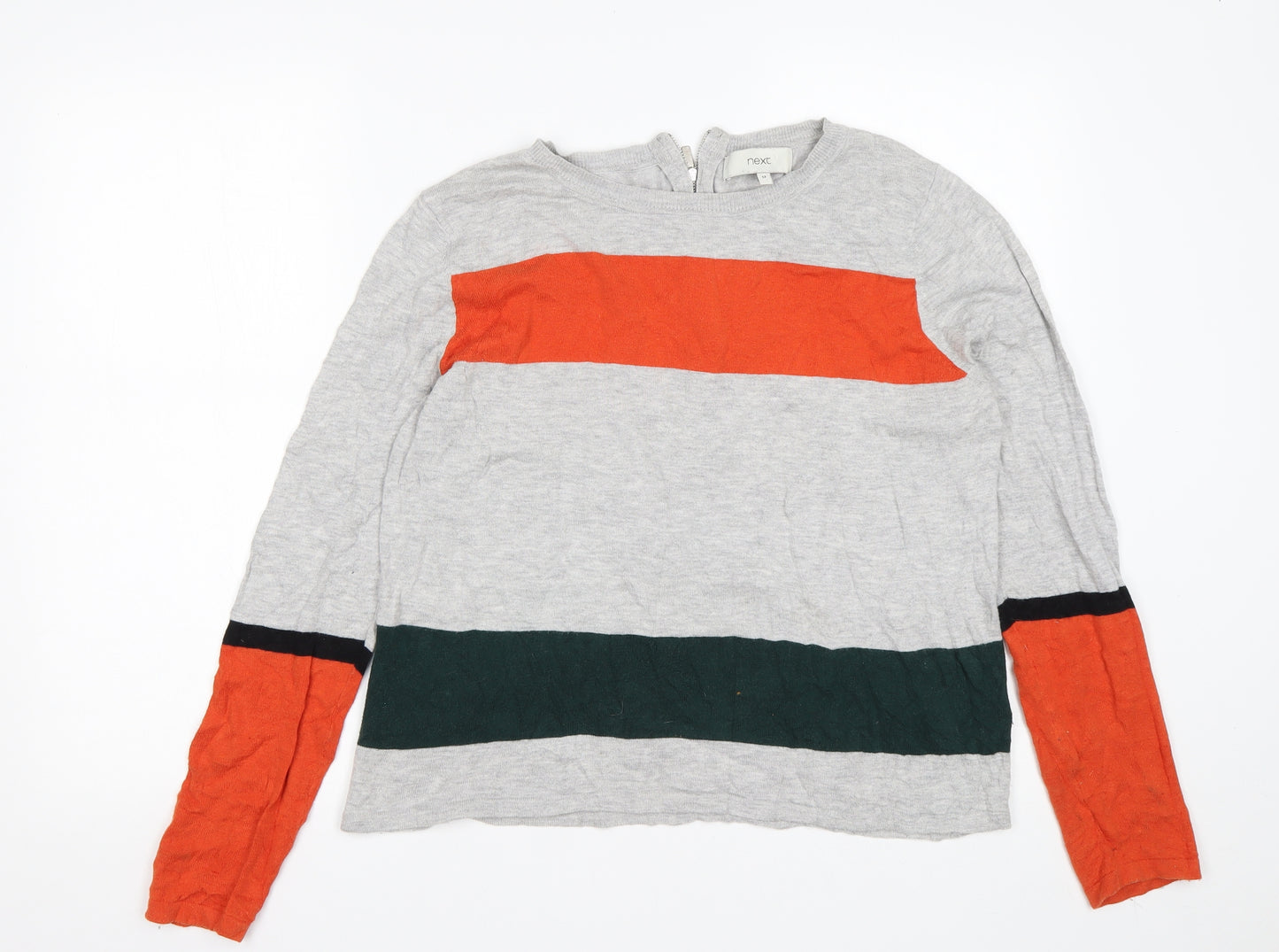 NEXT Womens Multicoloured Round Neck  Cotton Pullover Jumper Size 12
