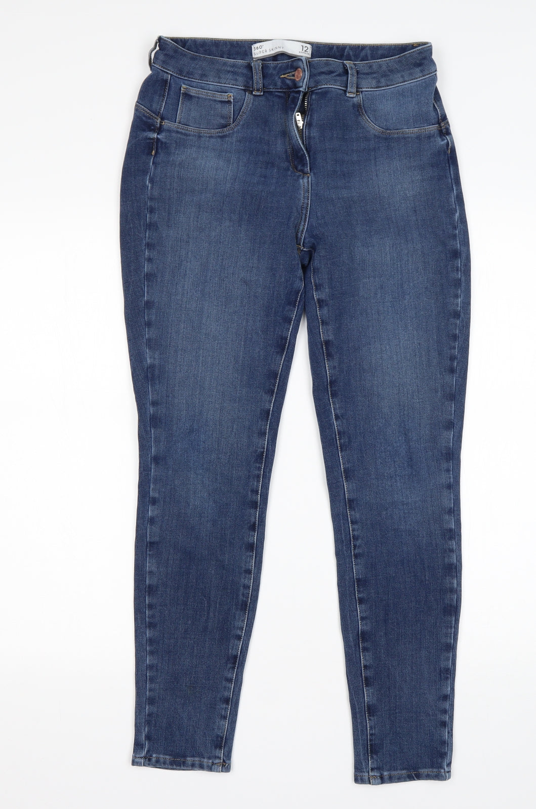NEXT Womens Blue  Cotton Skinny Jeans Size 12 L28 in Regular