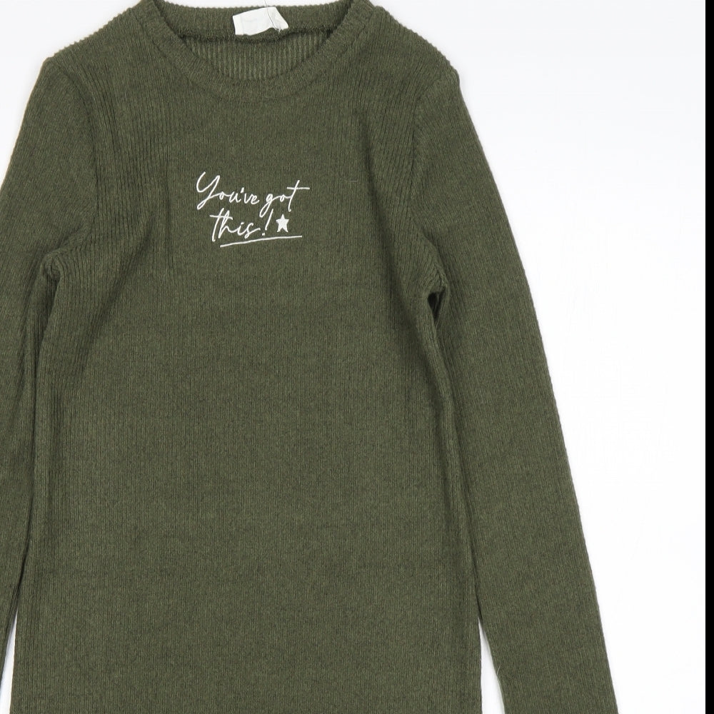 Primark Girls Green  Polyester Jumper Dress  Size 11-12 Years  Round Neck