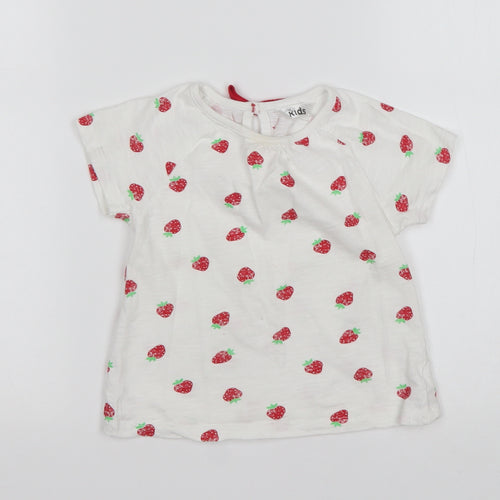 M&Co Girls Multicoloured Polka Dot Cotton Basic T-Shirt Size 2-3 Years Round Neck