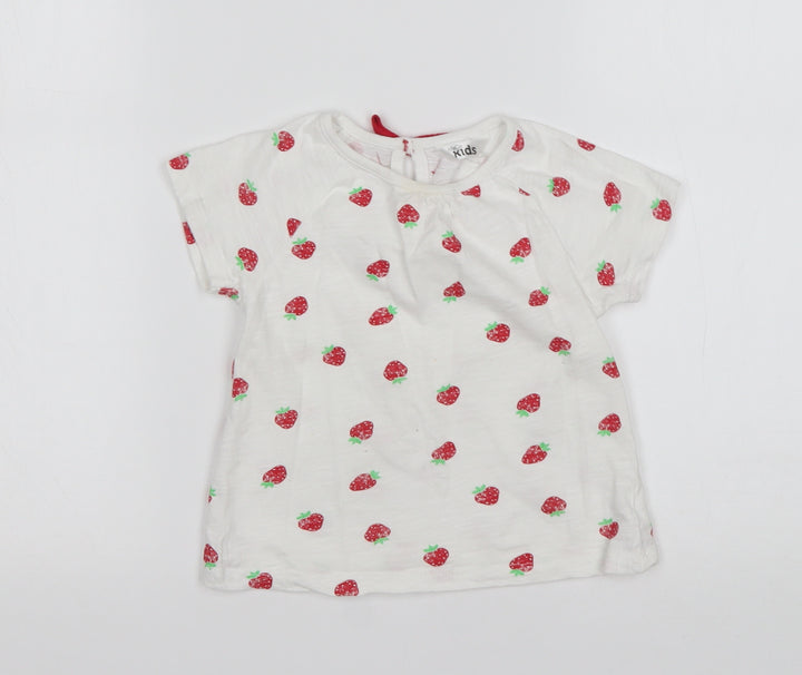 M&Co Girls Multicoloured Polka Dot Cotton Basic T-Shirt Size 2-3 Years Round Neck