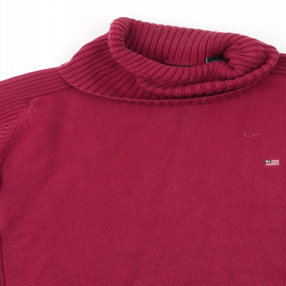 Polo Ralph Lauren Mens Red Roll Neck  Cotton Pullover Jumper Size XL