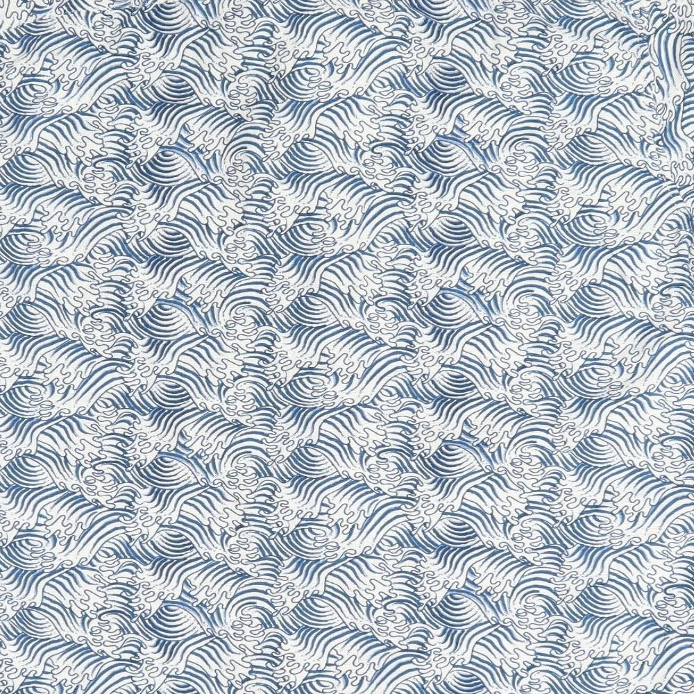 M&S Mens Blue  Cotton  Button-Up Size L Collared  - Beach Waves