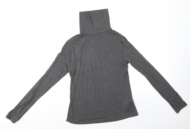New Look Womens Grey  Viscose Basic Blouse Size 14 High Neck