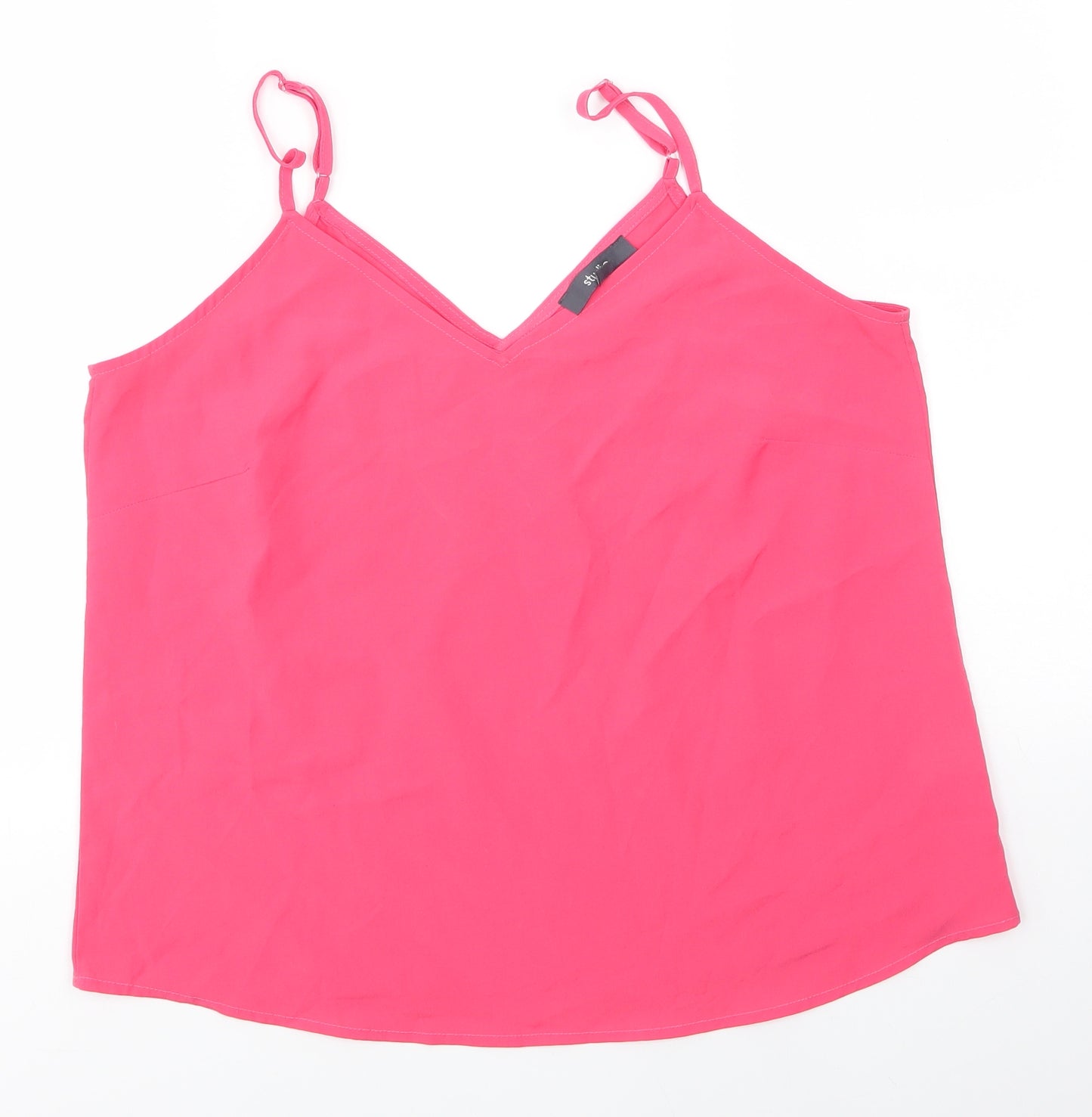 Studio Womens Pink  Polyester Camisole Blouse Size 12 V-Neck