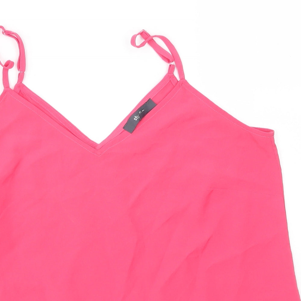 Studio Womens Pink  Polyester Camisole Blouse Size 12 V-Neck