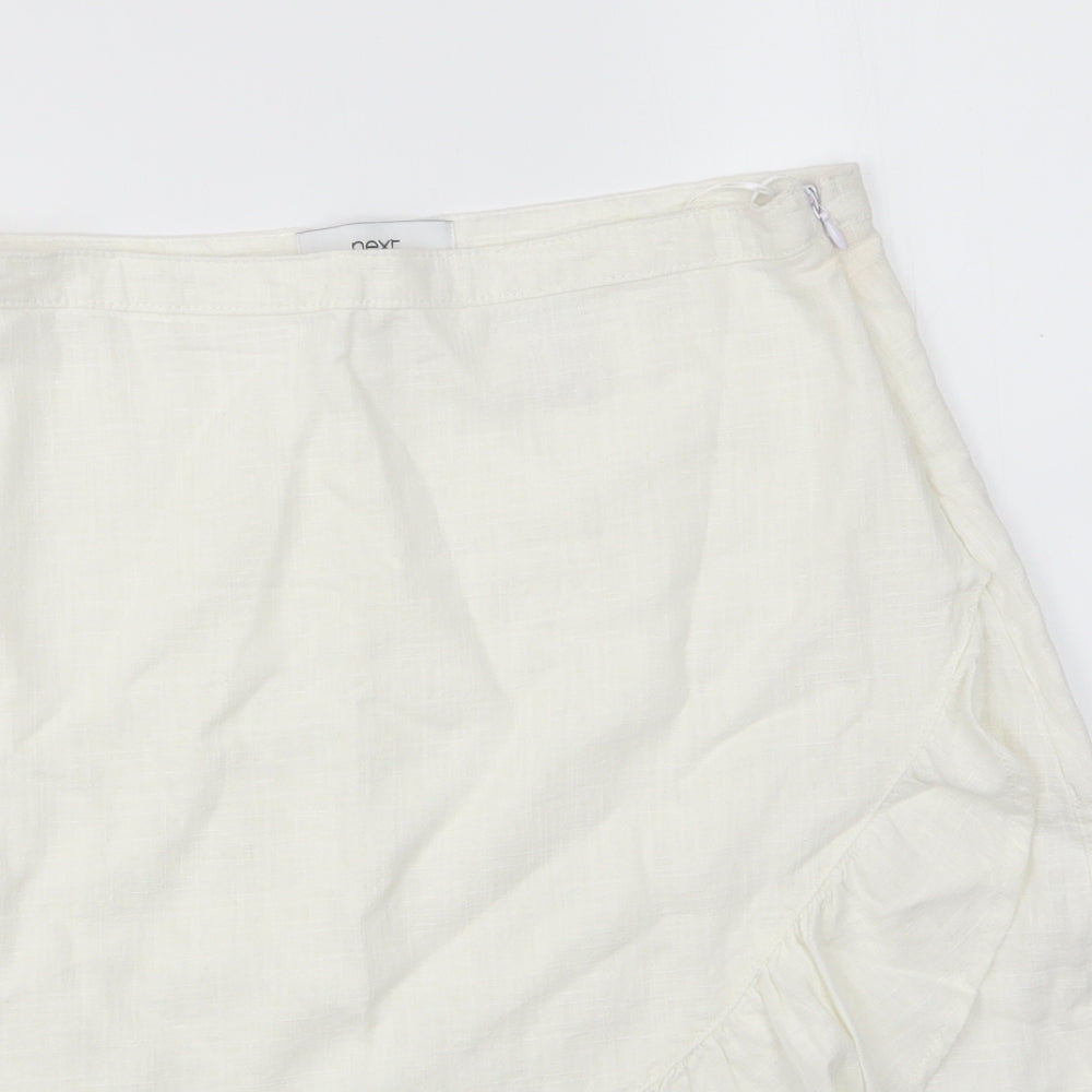 NEXT Womens White  Linen A-Line Skirt Size 12
