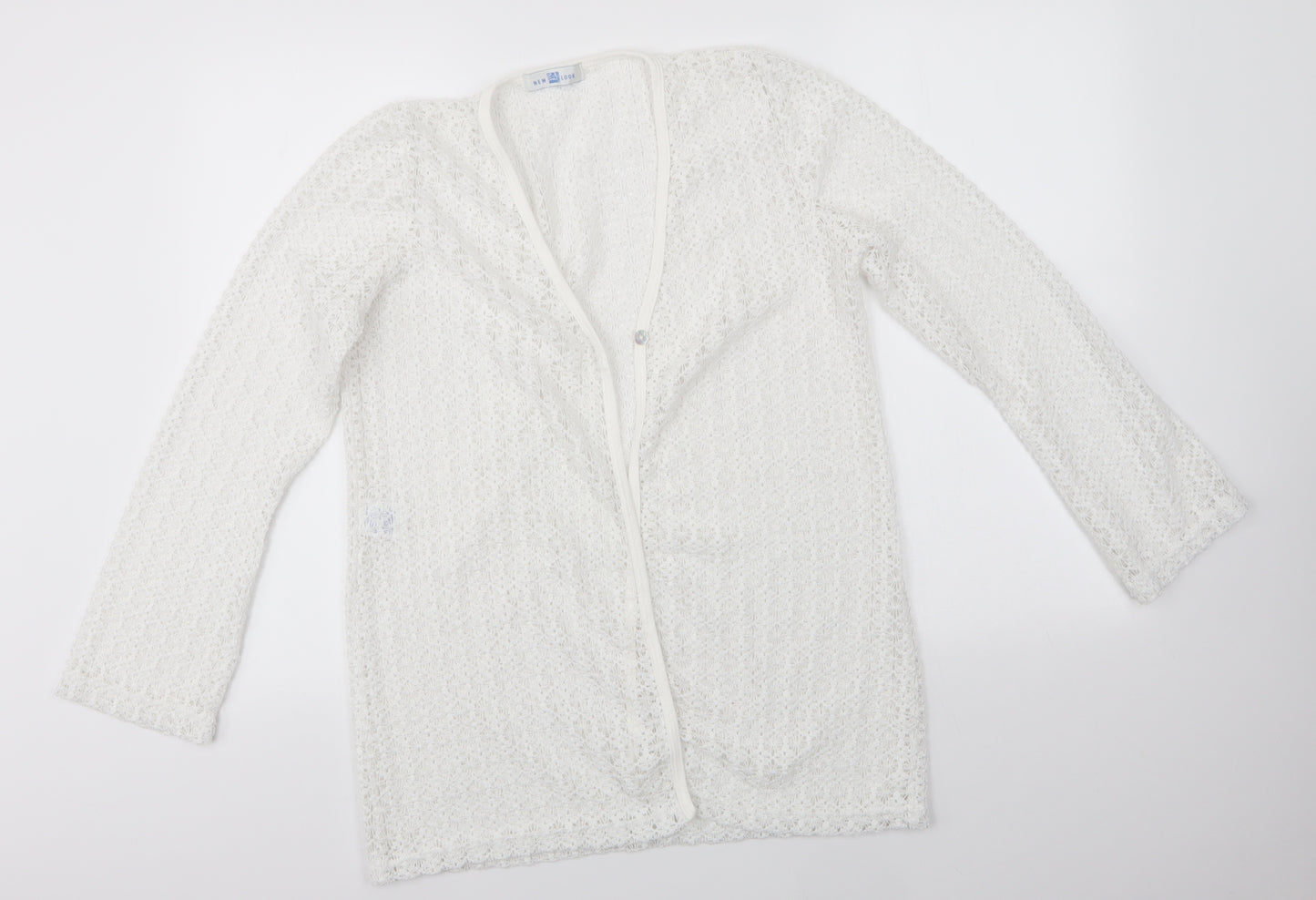 New Look Womens White V-Neck  Polyester Cardigan Jumper Size 16