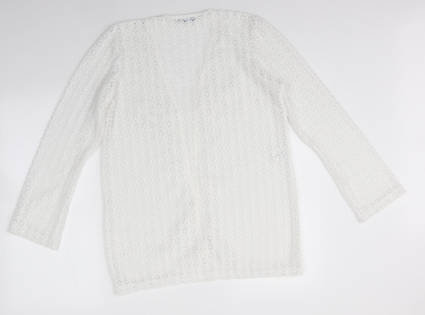New Look Womens White V-Neck  Polyester Cardigan Jumper Size 16