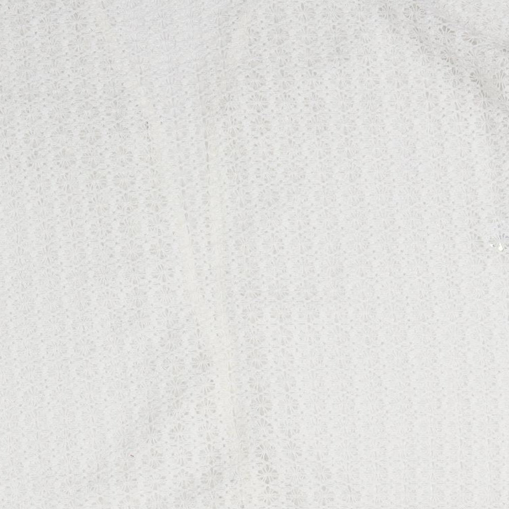 New Look Womens White V-Neck  Polyester Cardigan Jumper Size 16
