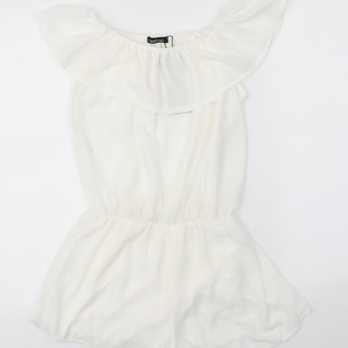 Boohoo Womens Ivory  Polyester Playsuit One-Piece Size M