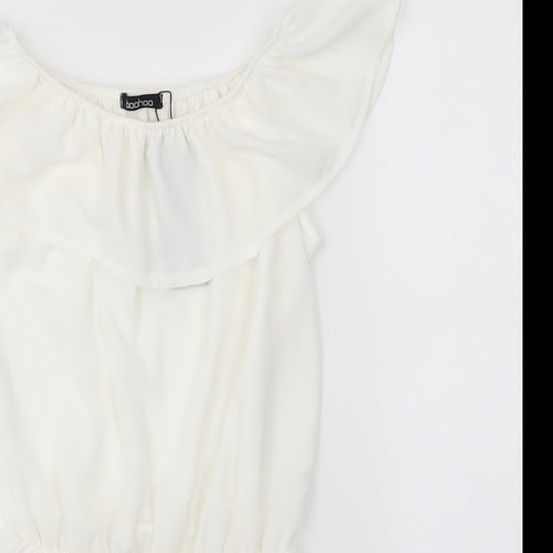 Boohoo Womens Ivory  Polyester Playsuit One-Piece Size M
