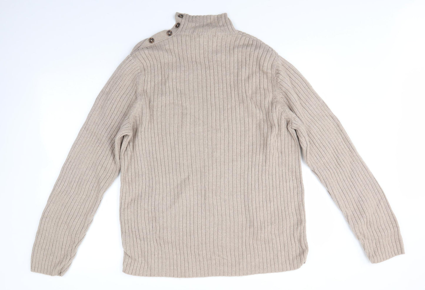 M&S Mens Brown High Neck  Wool Pullover Jumper Size XL