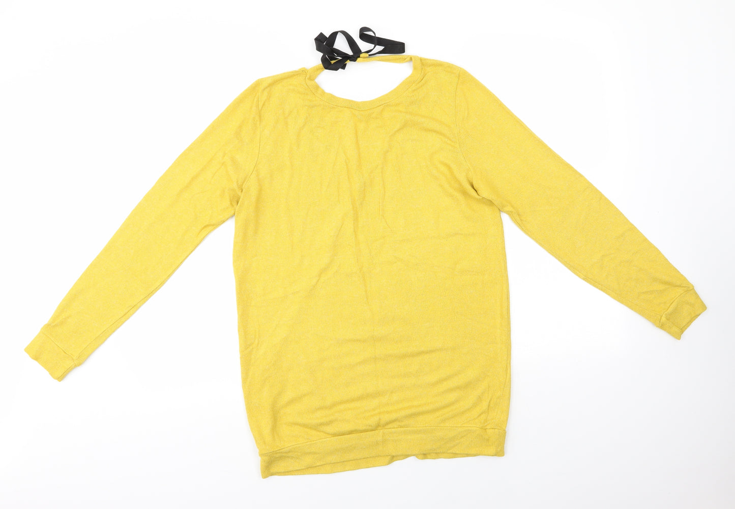 River Island Womens Yellow V-Neck  Viscose Pullover Jumper Size 10