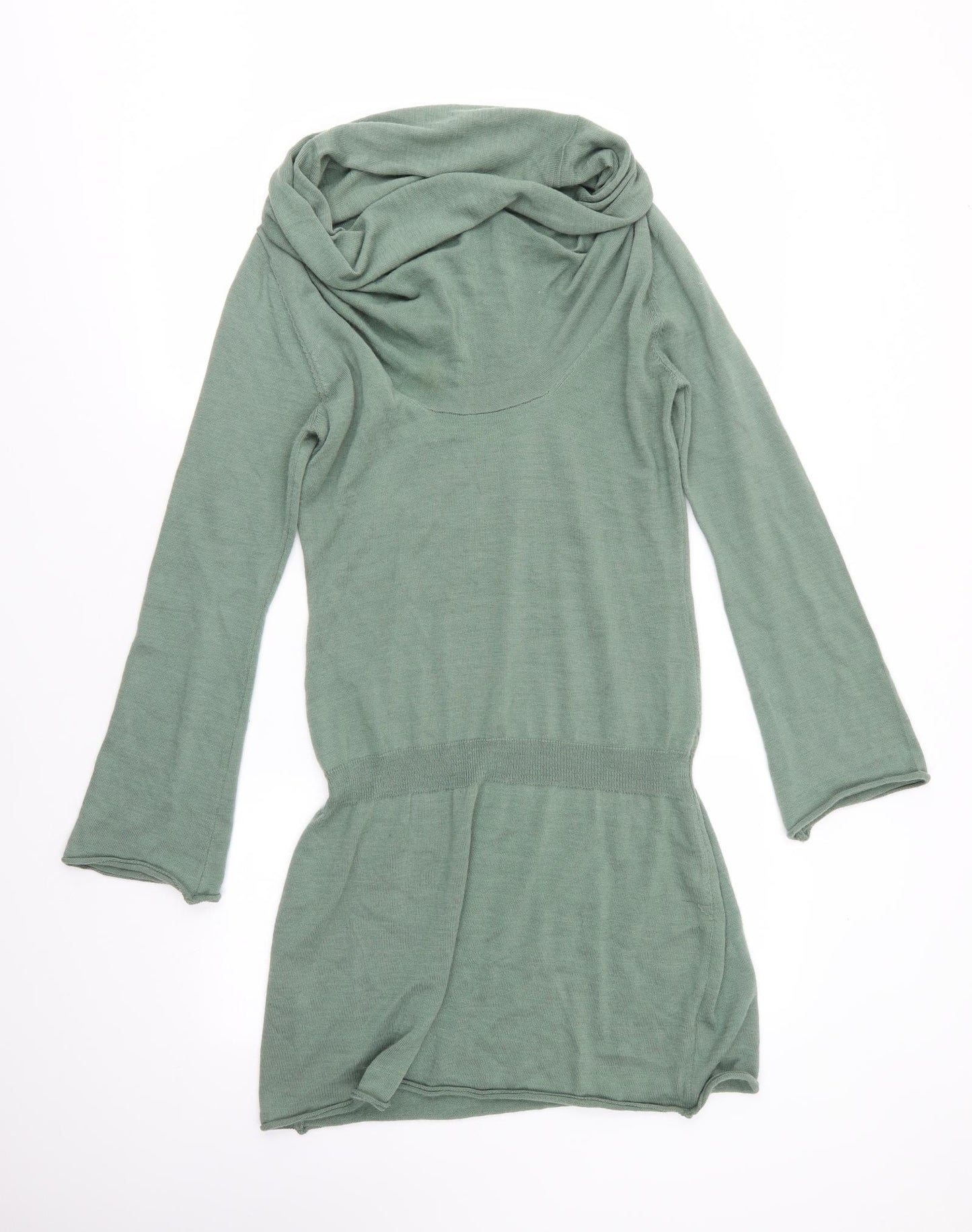 United Colours of Benetton Womens Green  Wool Jumper Dress  Size M  Roll Neck