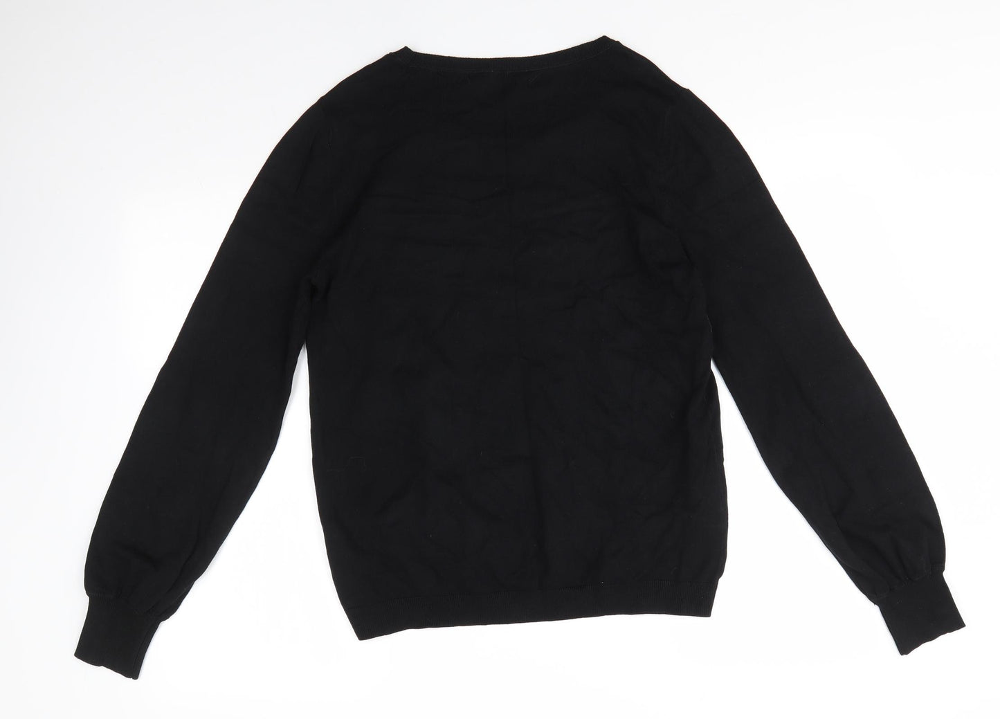 NEXT Womens Black Round Neck Floral Viscose Pullover Jumper Size 12