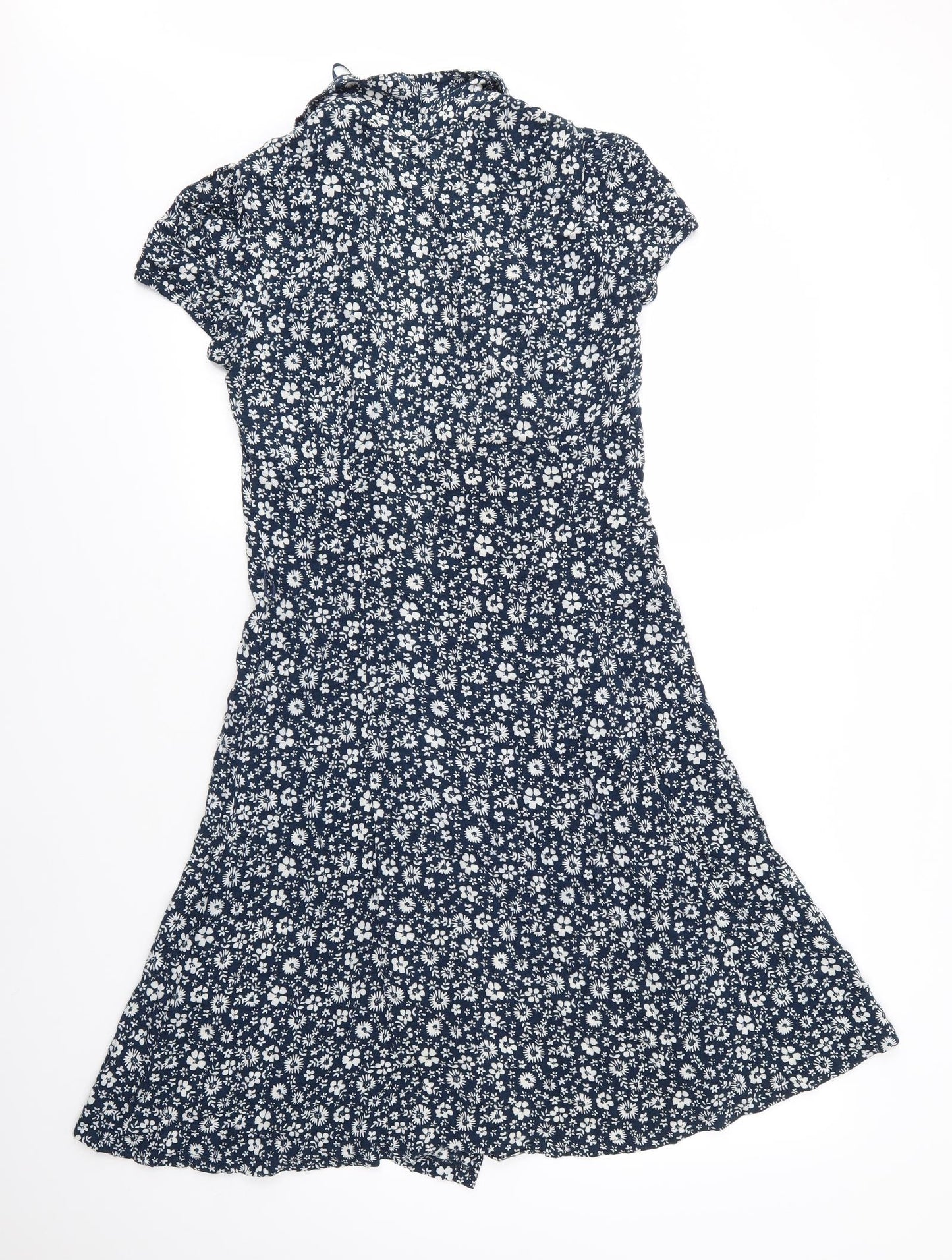 F&F Womens Blue Floral Viscose Shirt Dress  Size 12  Collared