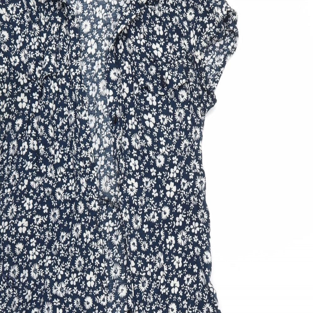 F&F Womens Blue Floral Viscose Shirt Dress  Size 12  Collared