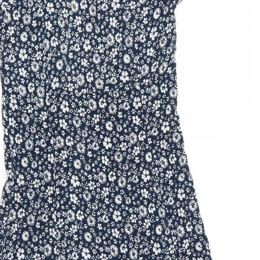 F&F Womens Blue Floral Viscose Shirt Dress  Size 12  Collared