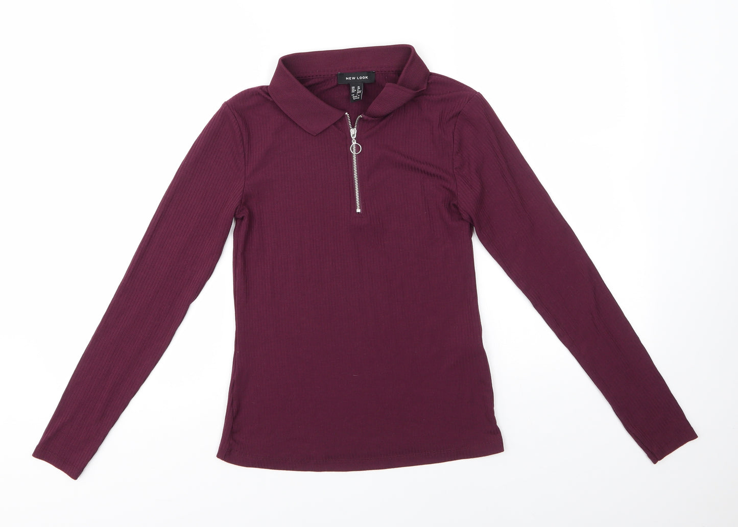 New Look Womens Purple  Polyester Basic Blouse Size 10 Collared