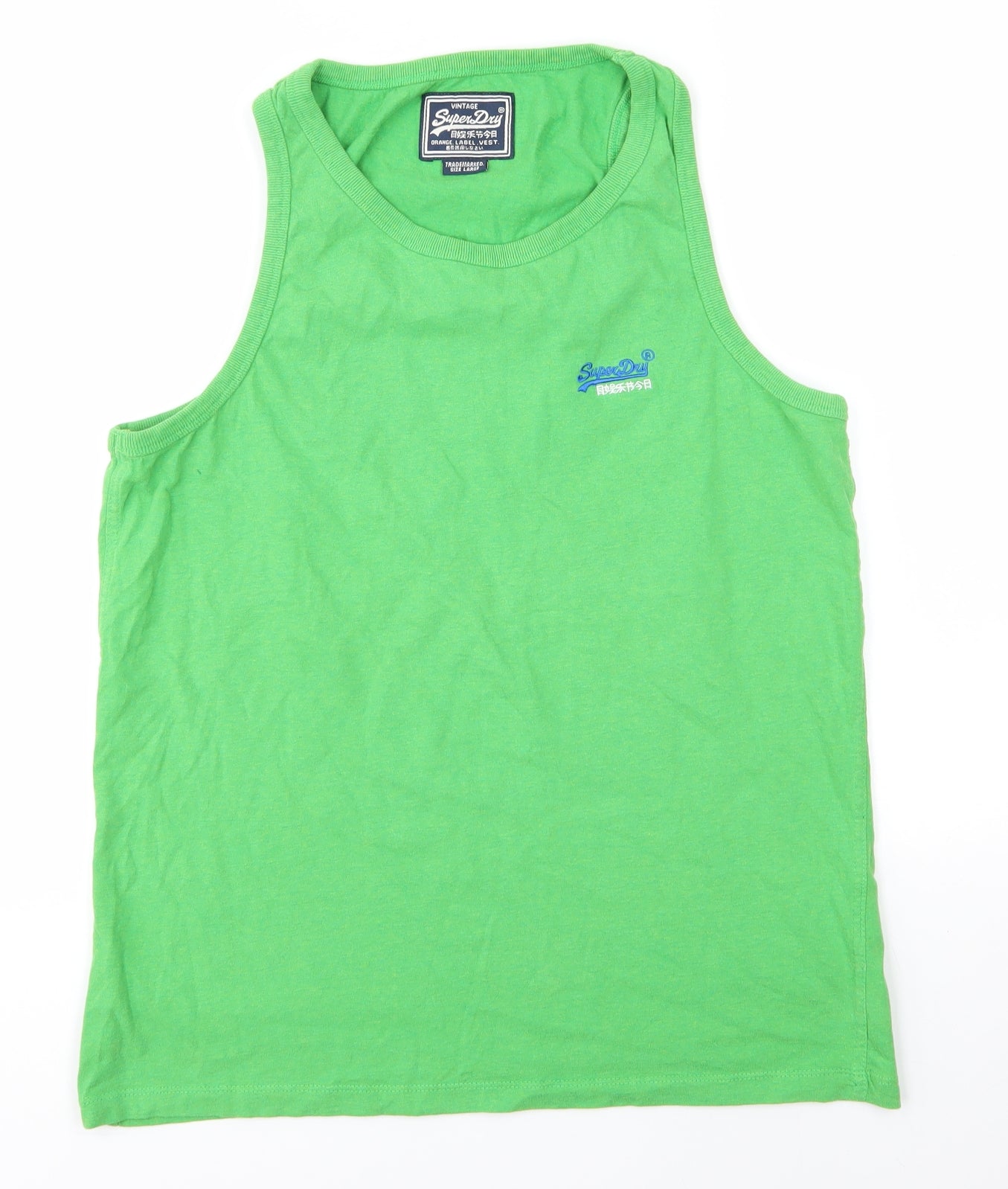 Superdry Mens Green  100% Cotton Basic Tank Size L Round Neck
