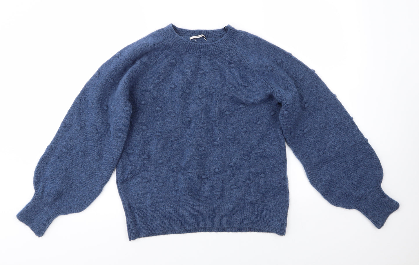 TU Womens Blue Round Neck  Acrylic Pullover Jumper Size 10