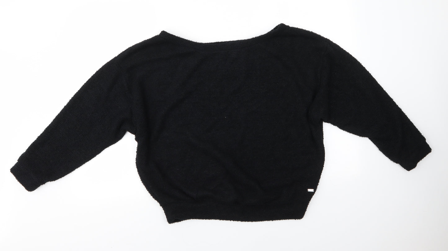 F&F Womens Black Round Neck  Polyester Pullover Jumper Size S   - Hinch