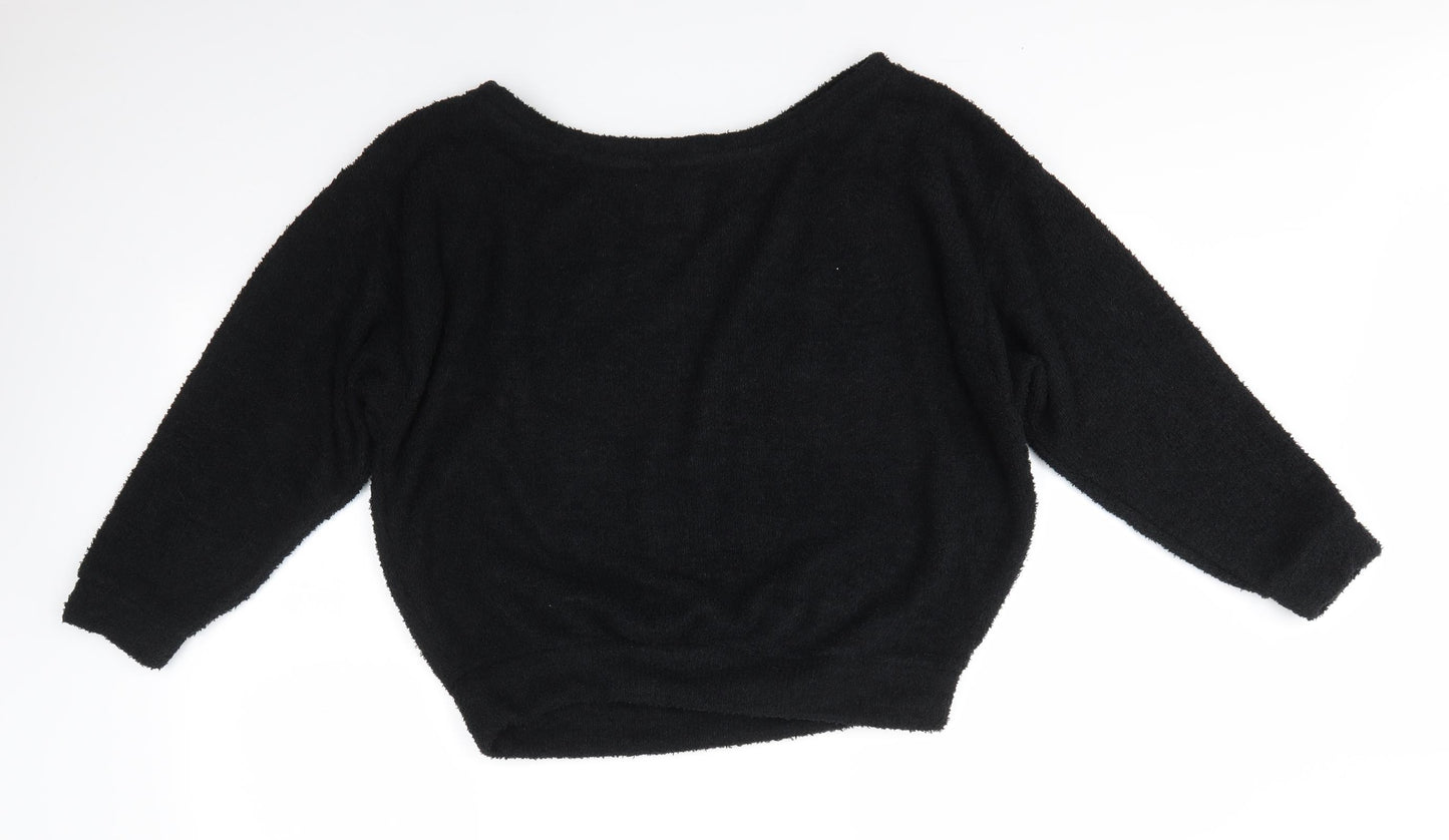F&F Womens Black Round Neck  Polyester Pullover Jumper Size S   - Hinch