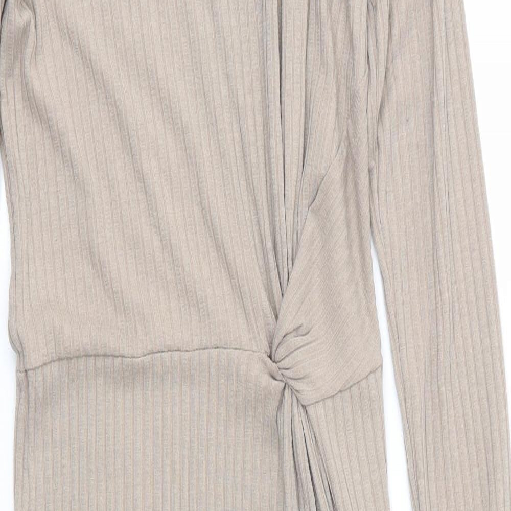 Miss Selfridge Womens Brown  Polyester A-Line  Size 10  Round Neck