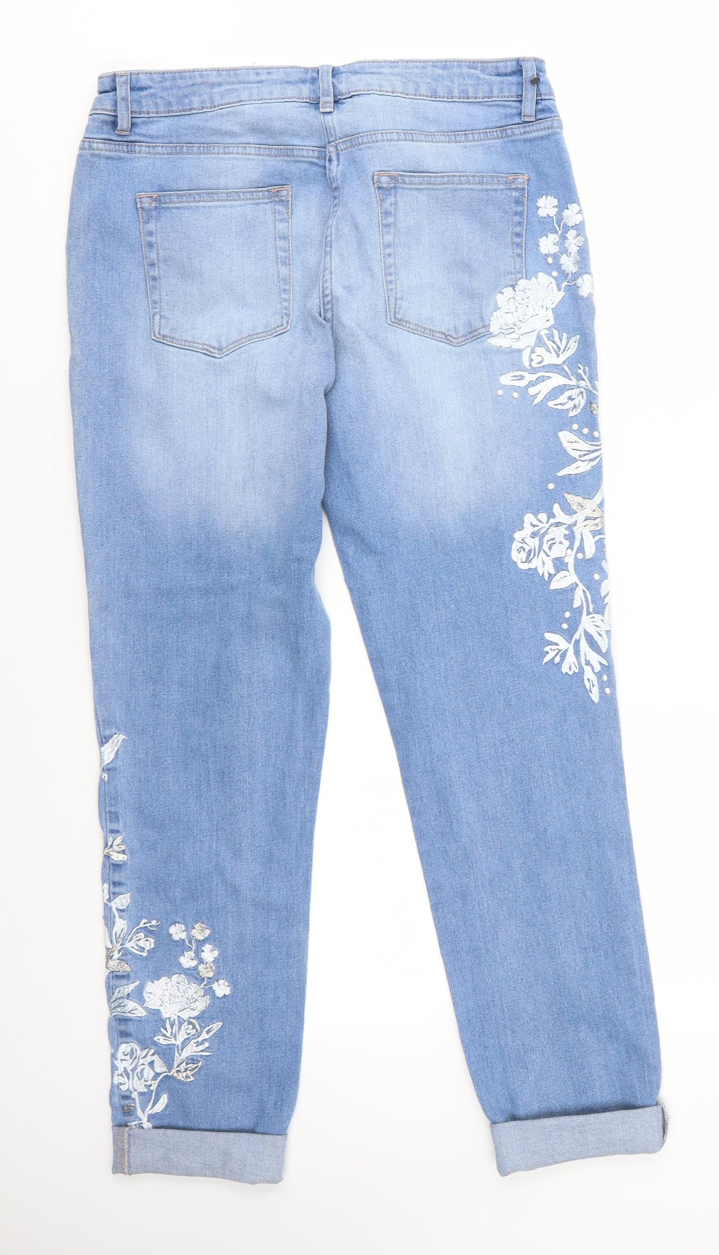 NEXT Womens Blue  Cotton Straight Jeans Size 12 L28 in Relaxed