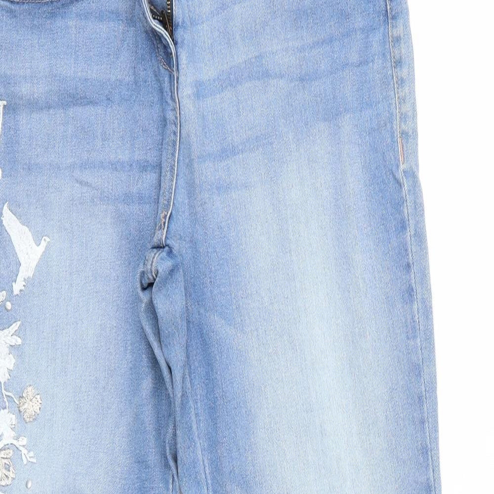 NEXT Womens Blue  Cotton Straight Jeans Size 12 L28 in Relaxed