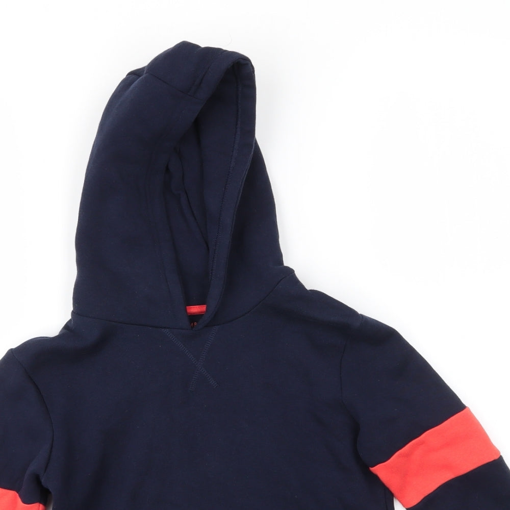 M&S Boys Blue  Cotton Pullover Hoodie Size 8-9 Years