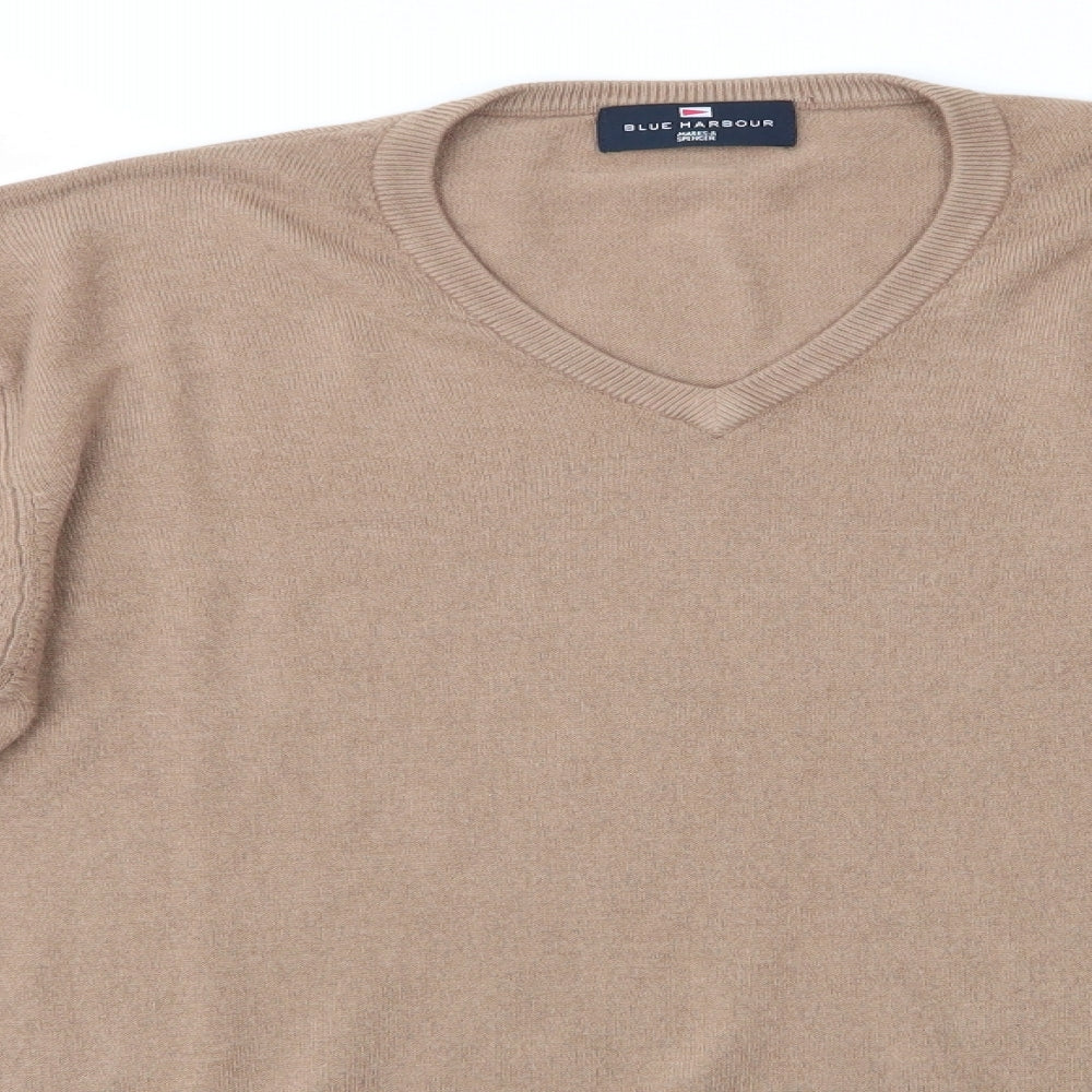 M&S Mens Brown Round Neck  Acrylic Pullover Jumper Size L