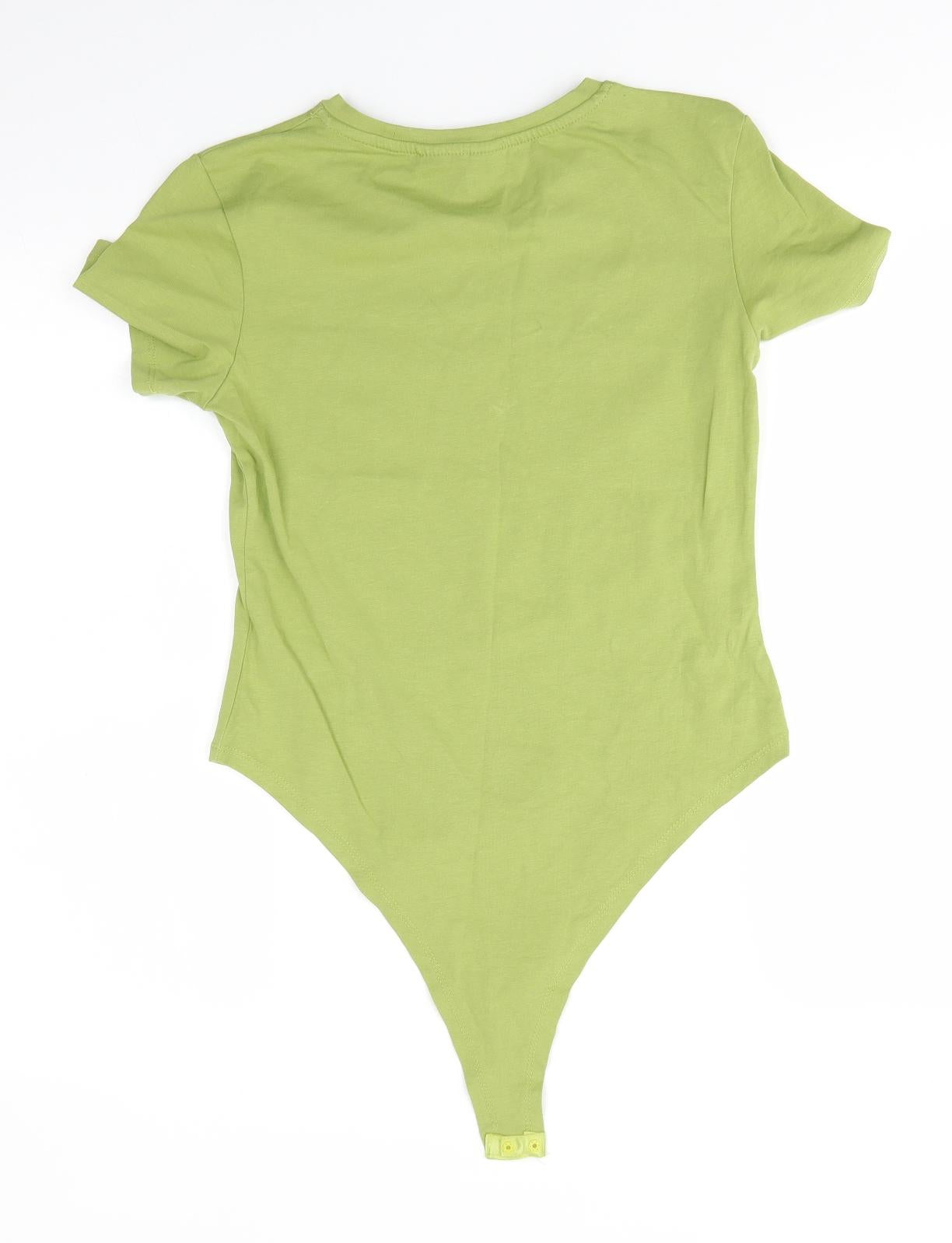 Primark Womens Green  Cotton Bodysuit One-Piece Size M