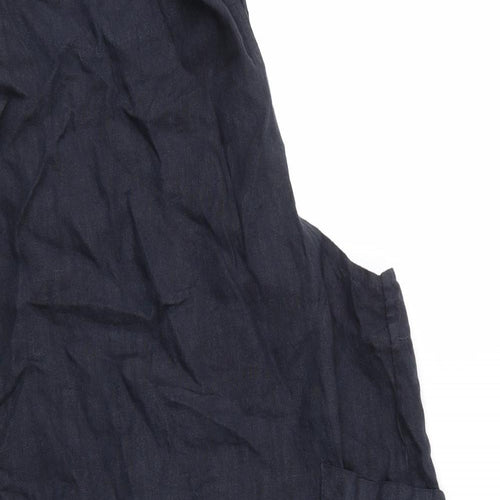 Vera Tucci Womens Blue  Linen A-Line  Size L  V-Neck