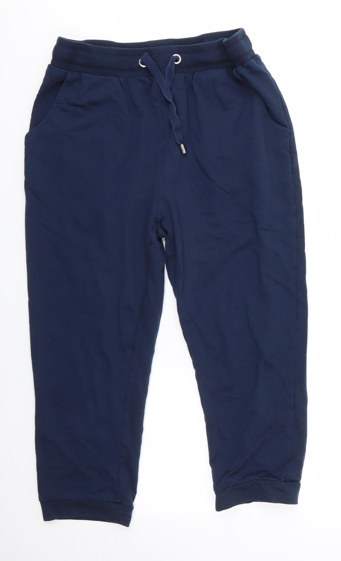 Peacocks Womens Blue  Polyester Pedal Pusher Trousers Size 14 L20 in Regular
