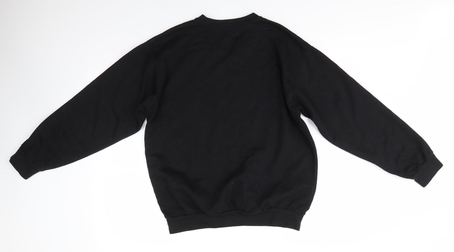 Boohoo MAN Mens Black Round Neck  Cotton Pullover Jumper Size M