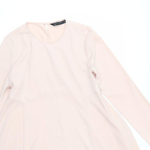 Zara Woman Womens Pink  Polyester Basic Blouse Size XS Round Neck