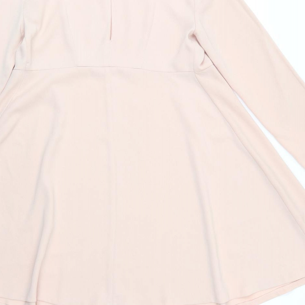 Zara Woman Womens Pink  Polyester Basic Blouse Size XS Round Neck