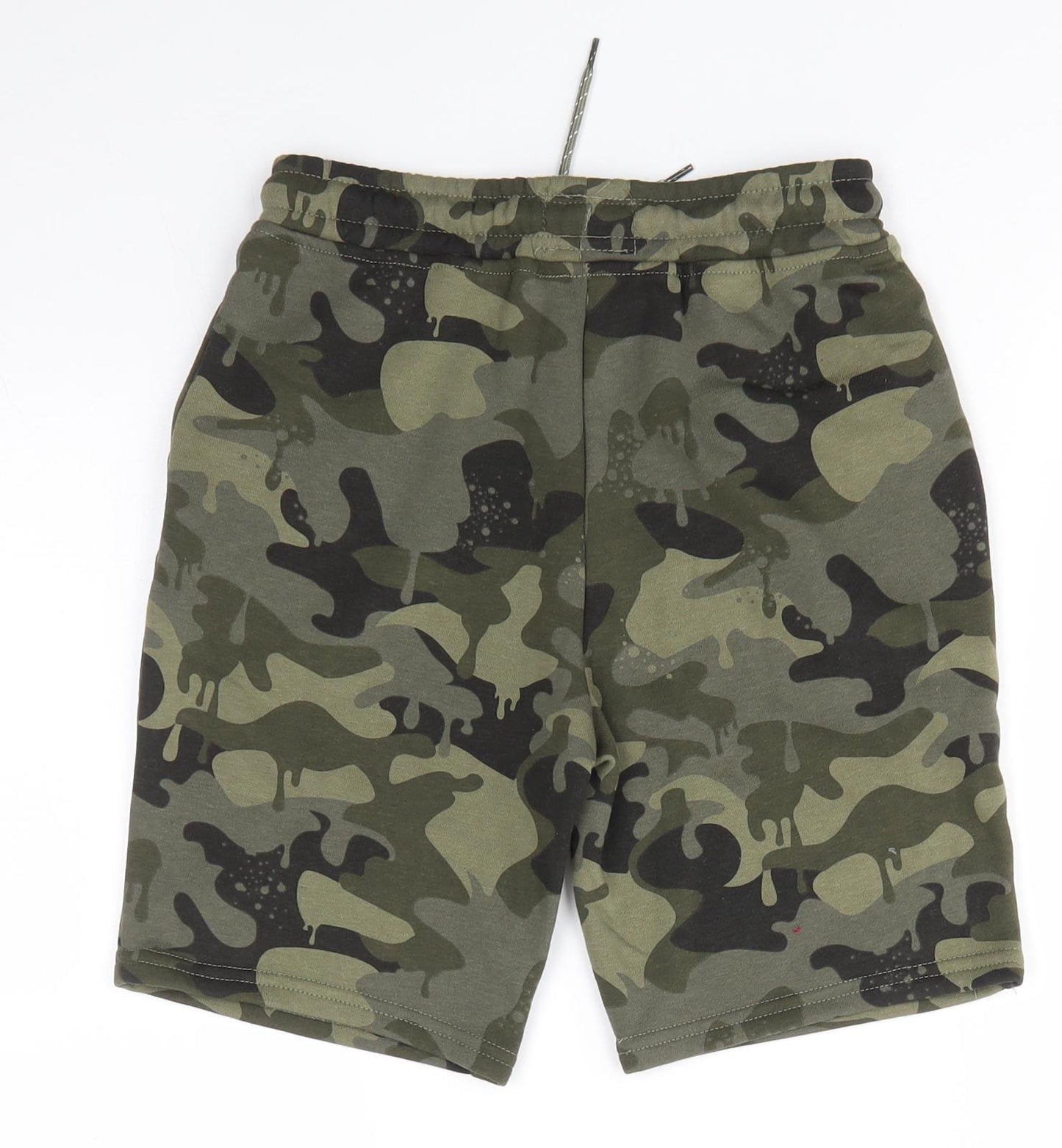 Primark Boys Green Camouflage Cotton Sweat Shorts Size 11-12 Years  Regular