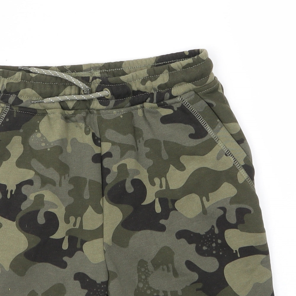 Primark Boys Green Camouflage Cotton Sweat Shorts Size 11-12 Years  Regular