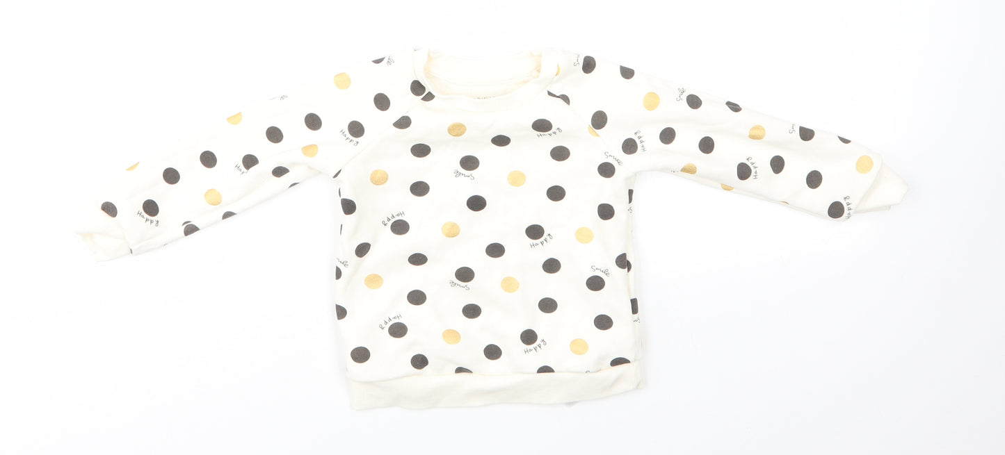 Primark Baby Ivory Polka Dot Cotton Pullover Jumper Size 12-18 Months