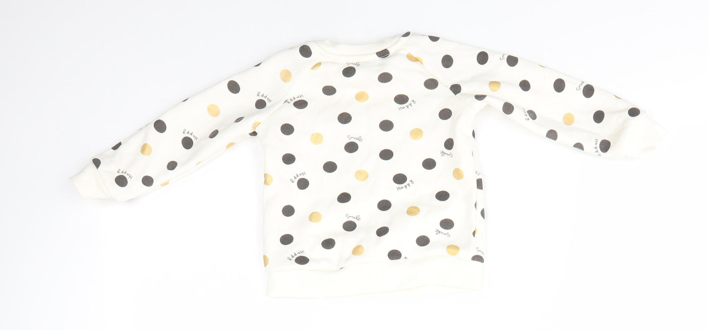 Primark Baby Ivory Polka Dot Cotton Pullover Jumper Size 12-18 Months
