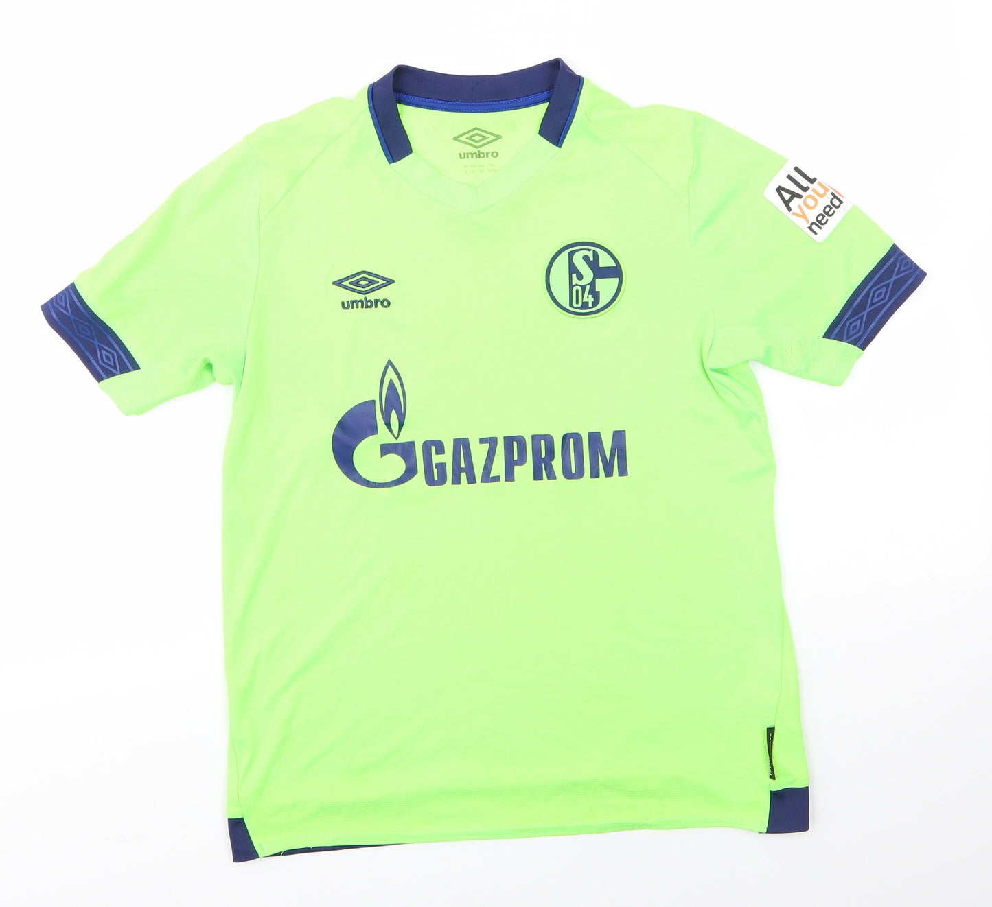 Umbro Boys Yellow  Polyester Basic T-Shirt Size 12 Years V-Neck  - Gazprom Hi Vis